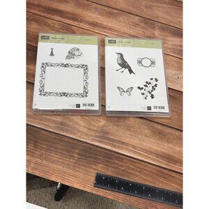STAMPIN' UP! 126612 PAPAYA COLLAGE 1 & 2 RUBBER CLEAR MOUNTED STAMP SET OF 7